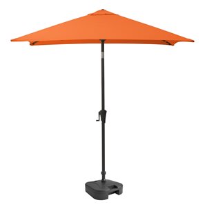 CorLiving 300-Series 9ft Square Tilting Orange Patio Umbrella with Umbrella Base