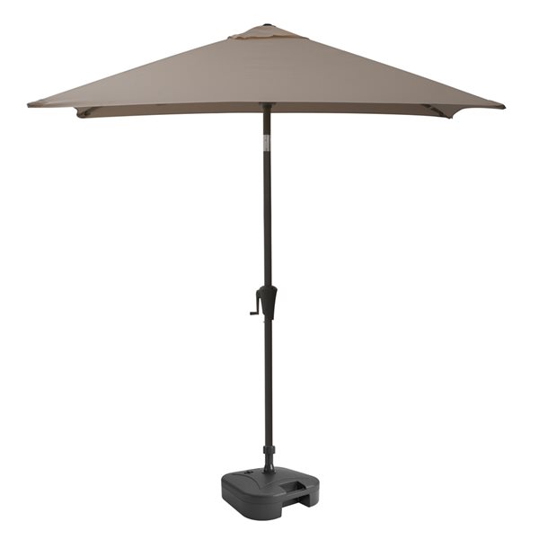 CorLiving Parasol de patio gris sable inclinable carré de 9 pi de la série 300 avec base de parasol