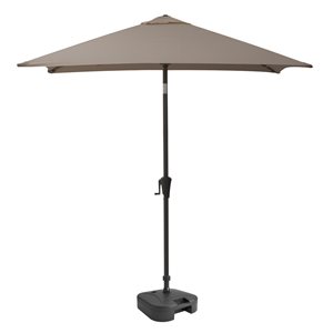 CorLiving Parasol de patio gris sable inclinable carré de 9 pi de la série 300 avec base de parasol