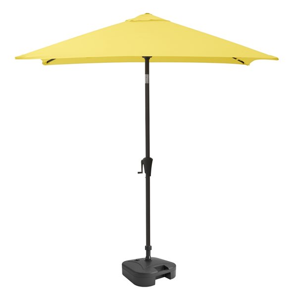 CorLiving Parasol de patio jaune inclinable carré de 9 pi de la série 300 avec base de parasol