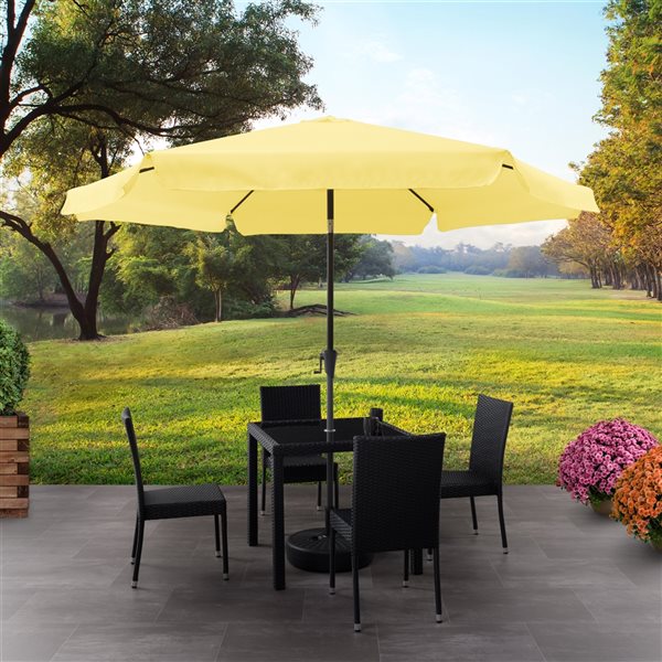 CorLiving 10ft Tilting Yellow Patio Umbrella and Round Umbrella Base  PPU-211-Z1 | RONA