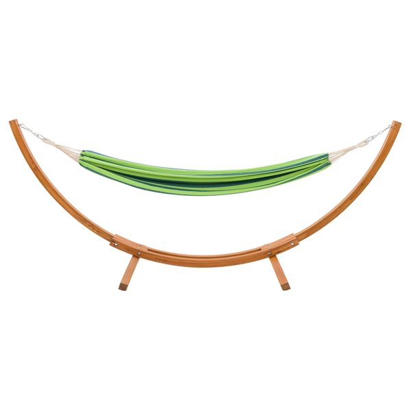 CorLiving Warm Sun Blue/Green Fabric Hammock - Wood Stand Included