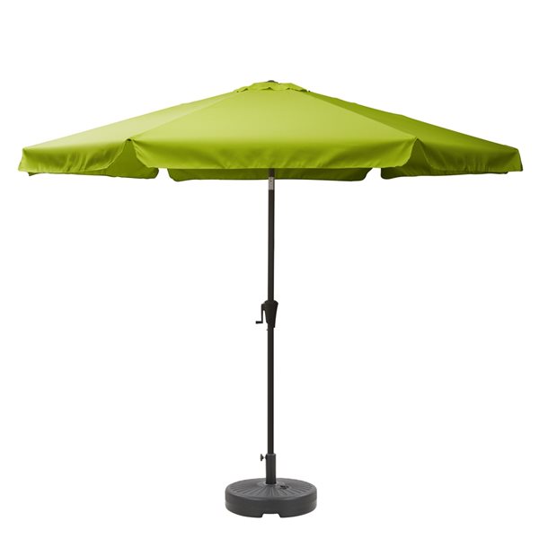 CorLiving 10ft Tilting Lime Green Patio Umbrella and Round Umbrella Base