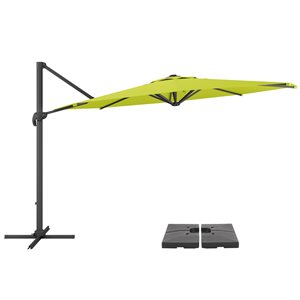 CorLiving 11,5 pieds de luxe résistant aux UV, inclinable et rotatif, parasol et base de patio vert lime