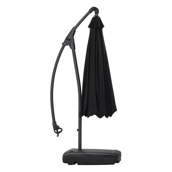 CorLiving 9.5 Ft Cantilever Patio Umbrella in Black with Base