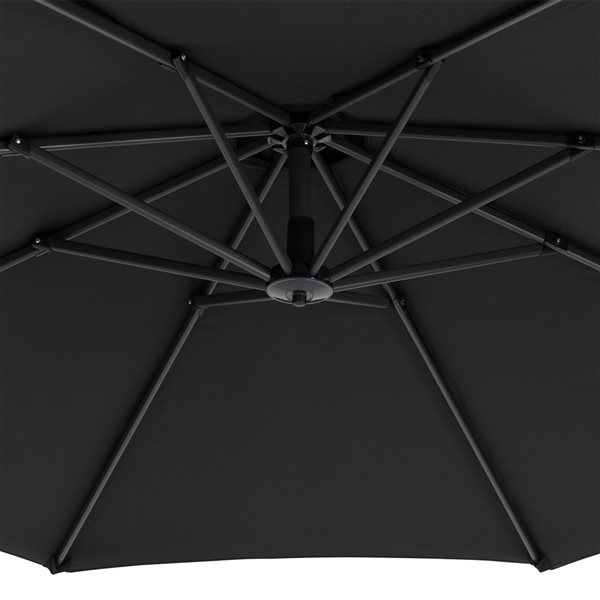 CorLiving 9.5 Ft Cantilever Patio Umbrella in Black with Base