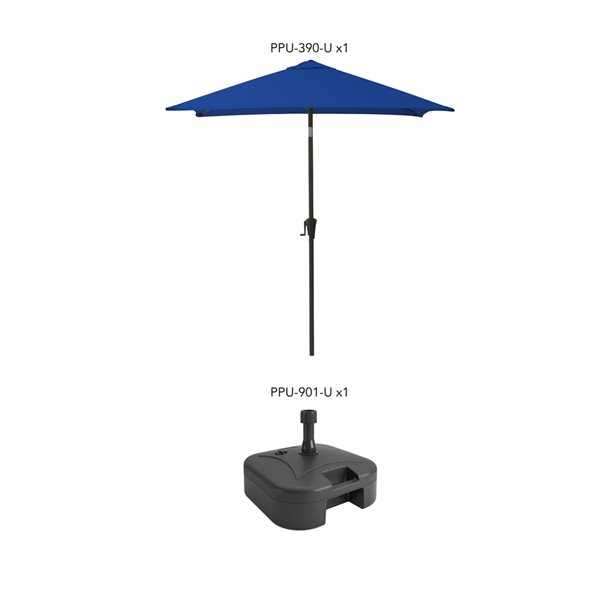 CorLiving 300-Series 9ft Square Tilting Cobalt Blue Patio Umbrella with Umbrella Base