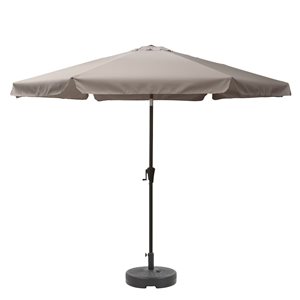 CorLiving 10ft Tilting Sand Grey Patio Umbrella and Round Umbrella Base
