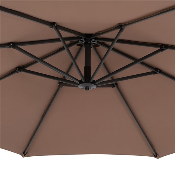 CorLiving Parasol de patio en porte-à-faux de 9,5 pi en brun sable avec base