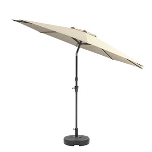 CorLiving 10ft UV and Wind Resistant Tilting Warm White Patio Umbrella and Base