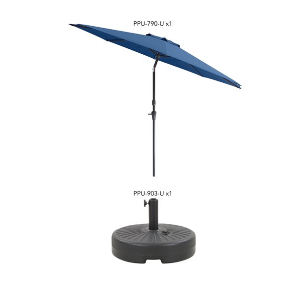 CorLiving 10ft UV and Wind Resistant Tilting Cobalt Blue Patio Umbrella and Base