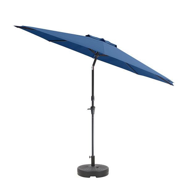 CorLiving 10ft UV and Wind Resistant Tilting Cobalt Blue Patio Umbrella and Base