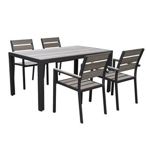 CorLiving Gallant Black Aluminum Frame Charcoal Patio Dining Set - 5-Piece
