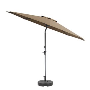 CorLiving 10ft UV and Wind Resistant Tilting Sandy Brown Patio Umbrella and Base
