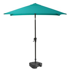 CorLiving Parasol de patio bleu turquoise inclinable carré de 9 pi de la série 300 avec base de parasol