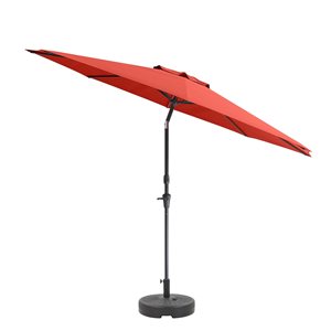 CorLiving 10ft UV and Wind Resistant Tilting Crimson Red Patio Umbrella and Base