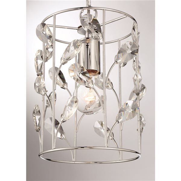 Designer Home Florian 7-in x 9.5-in Chrome Small Pendant Light