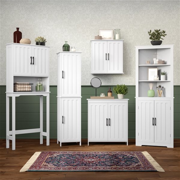 RiverRidge Home Monroe 27.38-in W x 63.75-in H x 9.19-in D White MDF Over the Toilet Etagere