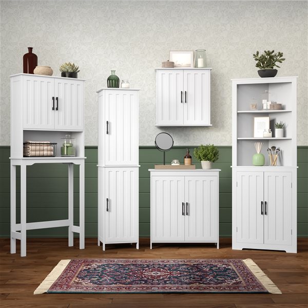 RiverRidge Home Monroe 14.75-in W x 60-in H x 13.38-in D White MDF Freestanding Linen Cabinet