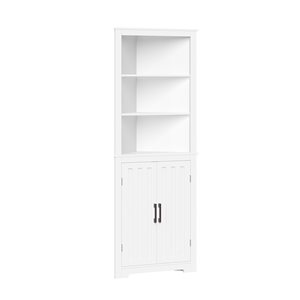 RiverRidge Home Monroe 24.69-in W x 63.81-in H x 12.5-in D White MDF Freestanding Corner Linen Cabinet