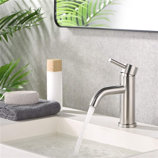 Dornberg 1-Handle Single Hole Bathroom Sink Faucet in Brushed Nickel