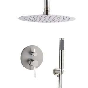 Dornberg Round Rain Shower Head and Handheld Shower Head Set in Brushed Nickel