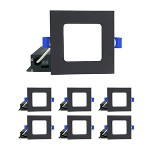 DawnRay 4-in LED Black Airtight IC Square Dimmable Recessed Light Kit - 6-Pack