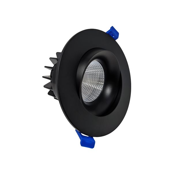 DawnRay 4-in LED Black Round Airtight IC Baffle Dimmable Recessed Light Kit