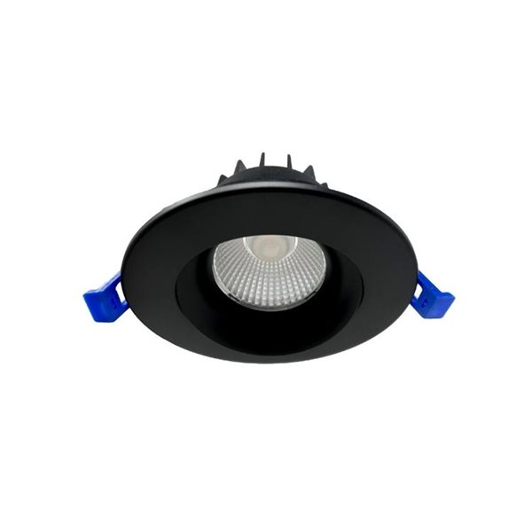 DawnRay 4-in LED Black Round Airtight IC Baffle Dimmable Recessed Light Kit
