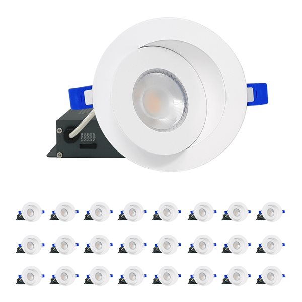 DawnRay 4-in LED White Airtight IC Round Gimbal Dimmable Recessed Light Kit - 24-Pack