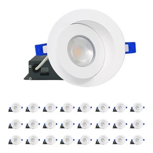 DawnRay 4-in LED White Airtight IC Round Gimbal Dimmable Recessed Light Kit - 24-Pack