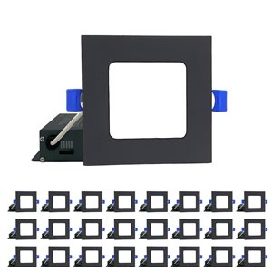 DawnRay 4-in LED Black Airtight IC Square Dimmable Recessed Light Kit - 24-Pack