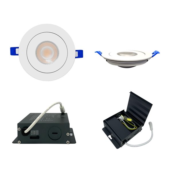 DawnRay 4-in LED White Airtight IC Round Gimbal Dimmable Recessed Light Kit - 10-Pack