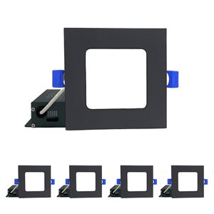 DawnRay 4-in LED Black Airtight IC Square Dimmable Recessed Light Kit - 4-Pack