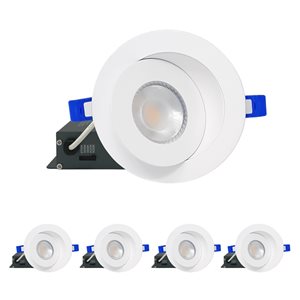 DawnRay 4-in LED White Airtight IC Round Gimbal Dimmable Recessed Light Kit - 4-Pack