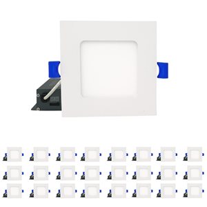 DawnRay 4-in LED White Airtight IC Square Dimmable Recessed Light Kit - 24-Pack