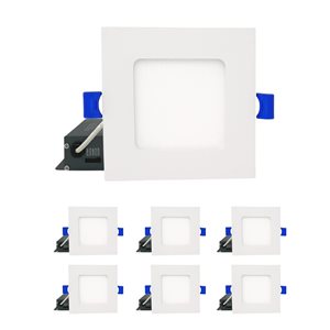DawnRay 4-in LED White Airtight IC Square Dimmable Recessed Light Kit - 6-Pack