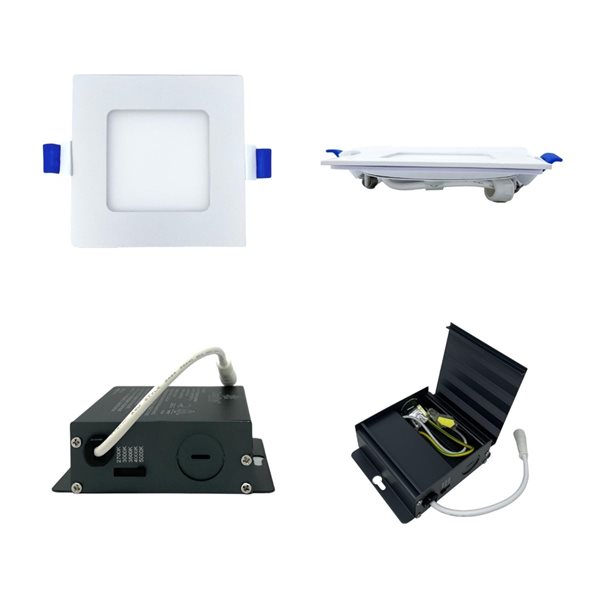 DawnRay 4-in LED White Airtight IC Square Dimmable Recessed Light Kit - 4-Pack