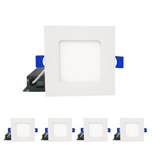 DawnRay 4-in LED White Airtight IC Square Dimmable Recessed Light Kit - 4-Pack