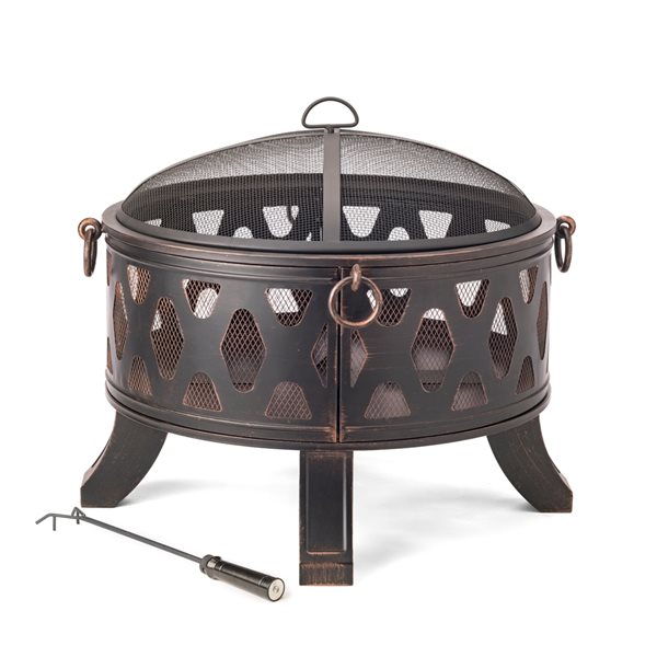 Luxury Living Furniture 26-in W Darkened Bronze Steel Wood-Burning Fire Pit