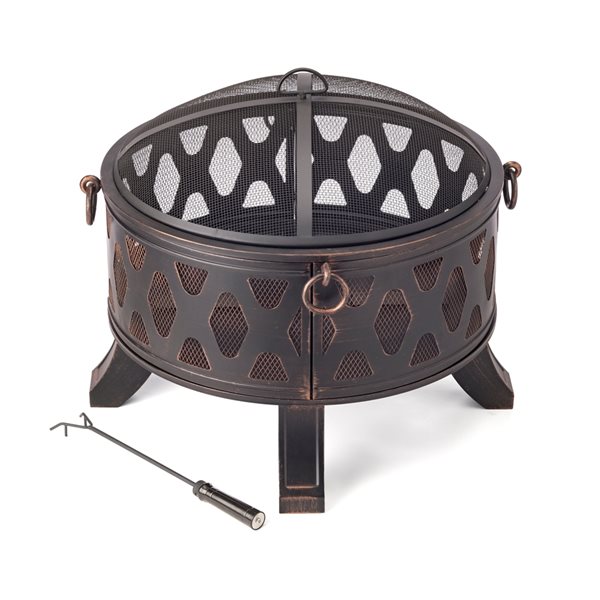 Luxury Living Furniture 26-in W Darkened Bronze Steel Wood-Burning Fire Pit