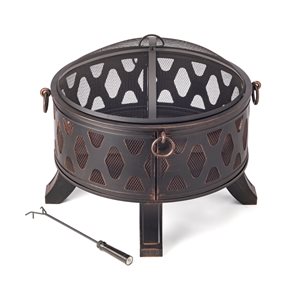 Luxury Living Furniture 26-in W Darkened Bronze Steel Wood-Burning Fire Pit