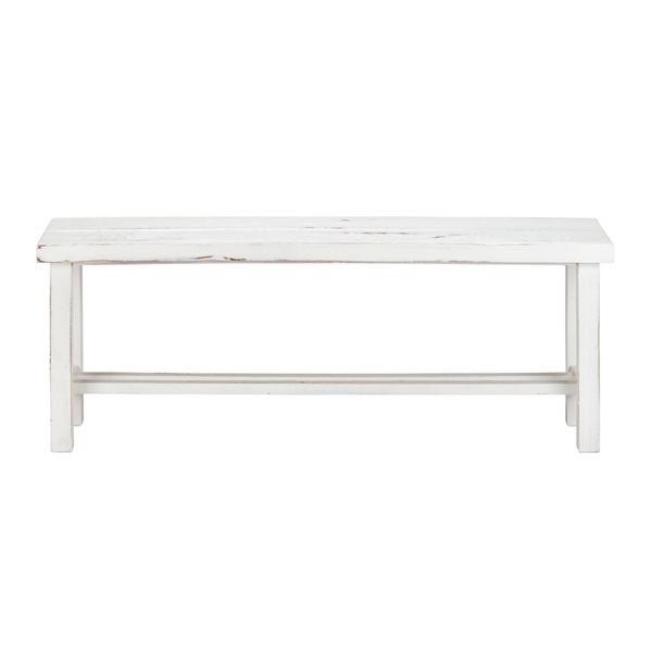 Luxury Living Furniture Loft 48-in Rustic Distressed White Accent Bench