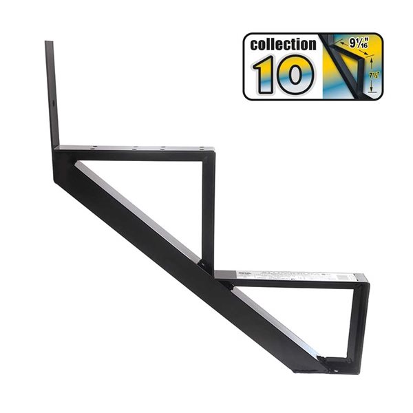 Pylex 2-Step Black Aluminum Stair Stringer - 1 riser only