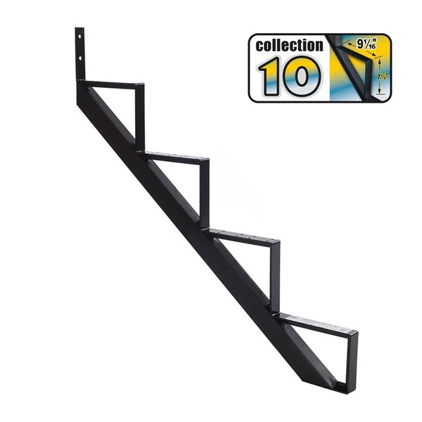 Pylex 4-Step Black Aluminum Stair Stringer - 1 riser only