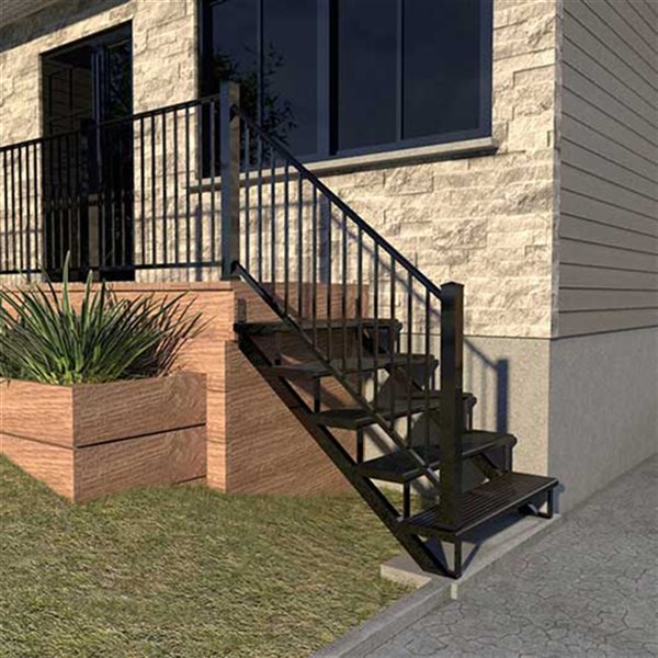 Pylex 5-Step Black Aluminum Stair Stringer - 1 riser only