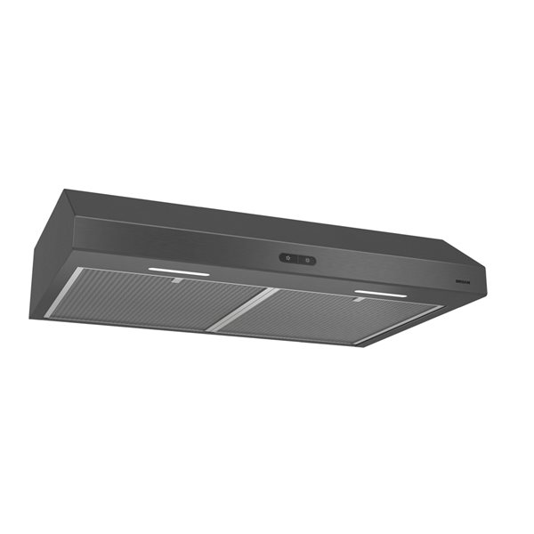 Broan Glacier 30-in 300 CFM Black Stainless Steel Under-Cabinet Range Hood