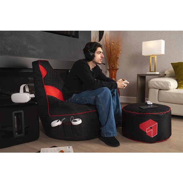 Gouchee Home Beadbox Modern Black/Red Polyester Blend Gaming Chair