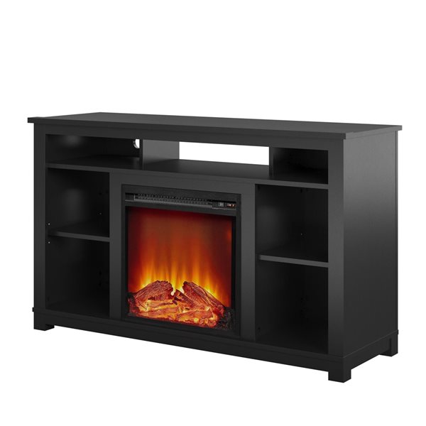 Ameriwood Home Black TV Stand with Fan-forced Electric Fireplace for TVs up to 55-in