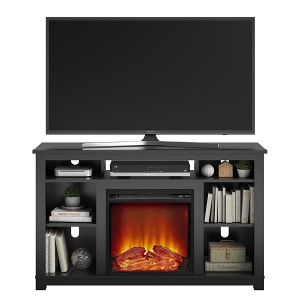 Ameriwood Home Black TV Stand with Fan-forced Electric Fireplace for TVs up to 55-in